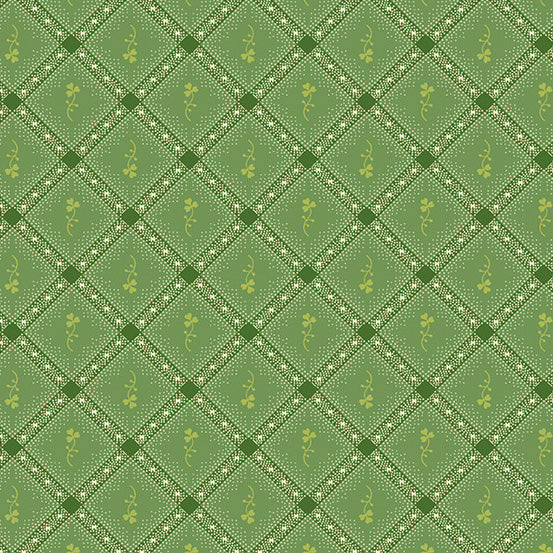 Lucky Charms Clover Plaid Green Yardage for Andover Fabrics -A-412-G - PRICE PER 1/2 YARD