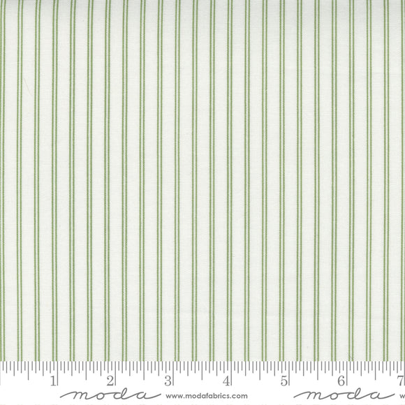 Nantucket Summer Stripes Cream Cream Grass Ydg by for Moda - 55267 26 - PRICE PER 1/2 YARD