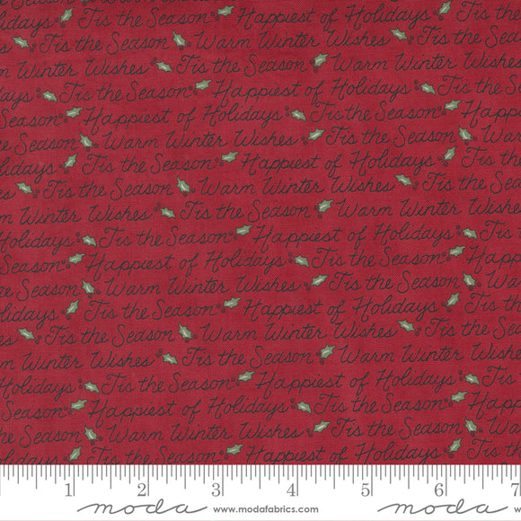 Holly Berry Tree Farm Text and Words Berry Red Ydg by Deb Strain - 56036 12  - PRICE PER 1/2 YARD