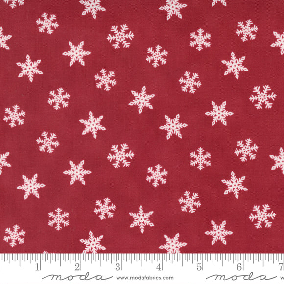 Holly Berry Tree Farm Tossed Snowflakes Berry Red Ydg by Deb Strain - 56038 13  - PRICE PER 1/2 YARD