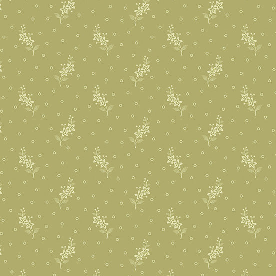 Welcome Spring Flower Stalks Green Yardage for Andover Fabrics -A-396 -G - PRICE PER 1/2 YARD