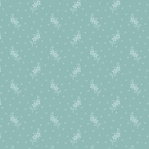 Welcome Spring Flower Stalks Teal Yardage for Andover Fabrics -A-396 -T - PRICE PER 1/2 YARD