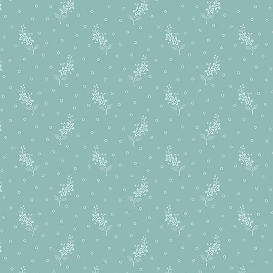 Welcome Spring Flower Stalks Teal Yardage for Andover Fabrics -A-396 -T - PRICE PER 1/2 YARD