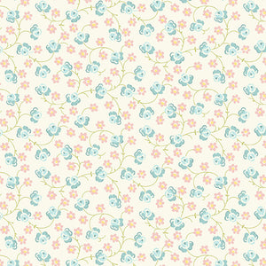 Welcome Spring Rose Vine Teal Yardage for Andover Fabrics -A-404-T - PRICE PER 1/2 YARD