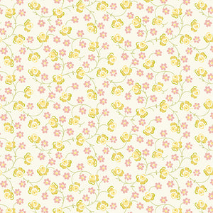 Welcome Spring Rose Vine Yellow Yardage for Andover Fabrics -A-404-Y - PRICE PER 1/2 YARD