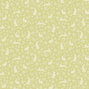Welcome Spring Bunnies Green Yardage for Andover Fabrics -A-405-G - PRICE PER 1/2 YARD