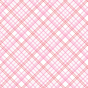 Gnomie Love Pink Bias Plaid Yardage for Henry Glass 9786-022- PRICE PER 1/2 YARD