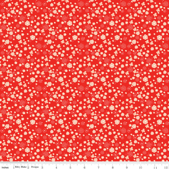 From the Heart Floral Red Yardage for RBD C10053 RED - PRICE PER 1/2 YARD