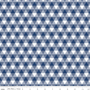 Land of Liberty Triangle Gingham Navy Ydg by My Mind's Eye for RBD C10563 NAVY  - PRICE PER 1/2 YARD