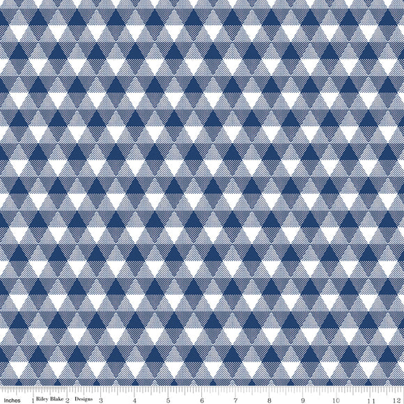 Land of Liberty Triangle Gingham Navy Ydg by My Mind's Eye for RBD C10563 NAVY  - PRICE PER 1/2 YARD