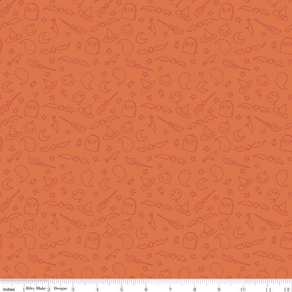 Spooky Hollow Icons Sparkle Orange Yardage for Riley Blake Designs SC10574 ORANGE - PRICE PER 1/2 YARD
