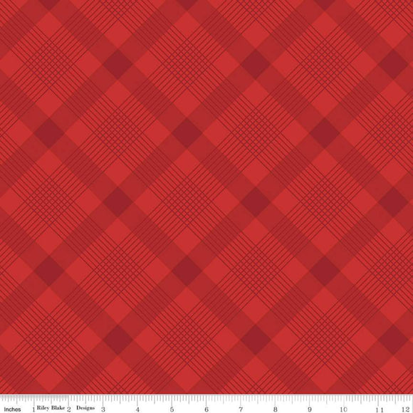 Falling In Love Plaid Red Yardage for RBD-C11285 RED - PRICE PER 1/2 YARD