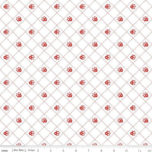 Red Hot Quilted Flowers White for RBD C11682 -WHITE - PRICE PER 1/2 YARD