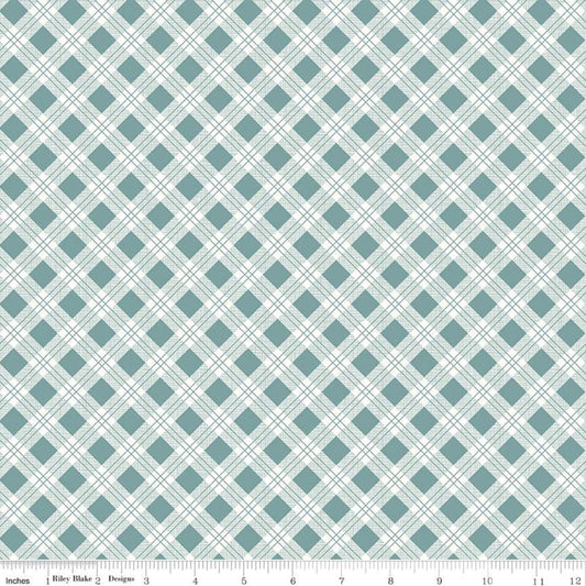 Bee Plaids Scarecrow Teal Yardage for RBD-C12020 TEAL - PRICE PER 1/2 YARD