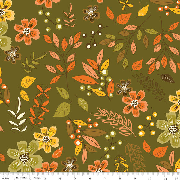 Awesome Autumn Main Olive Ydg for RBD C12170 OLIVE- PRICE PER 1/2 YARD