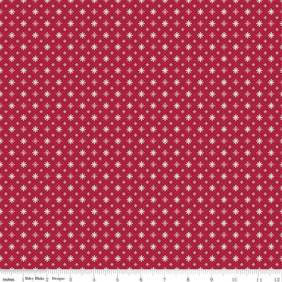 Christmas Village Snowflakes Red Ydg for RBD C12246 - RED - PRICE PER 1/2 YARD