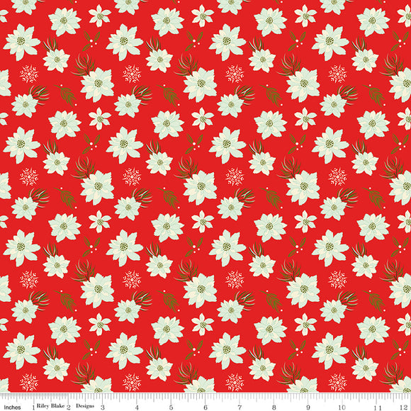 Adel in Winter Poinsettias Red Ydg for RBD C12264 RED- PRICE PER 1/2 YARD