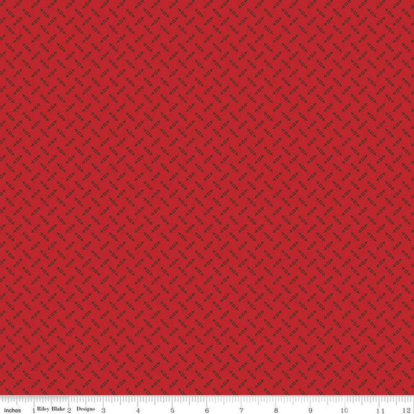 Calico Shirting Schoolhouse Red Yardage by Lori Holt for RBD-C12850 RED - PRICE PER 1/2 YARD