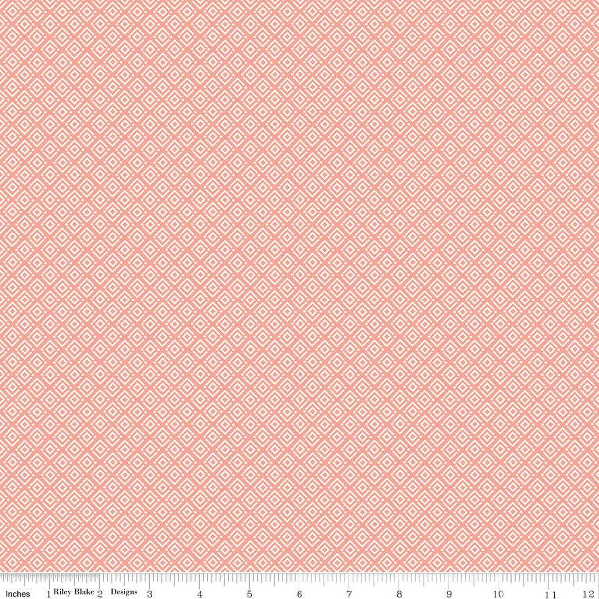 Hello Spring Geometric Coral Ydg for RBD C12963 CORAL - PRICE PER 1/2 YARD