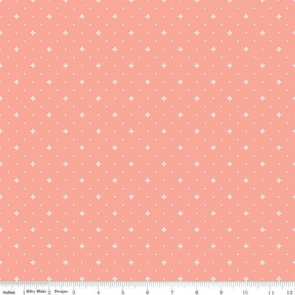 Hello Spring Ditsy Coral Ydg for RBD C12966 CORAL - PRICE PER 1/2 YARD