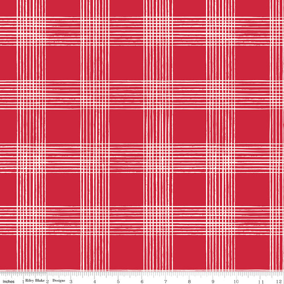 Land of the Brave Plaid Red Yardage for RBD C13143 RED - PRICE PER 1/2 YARD