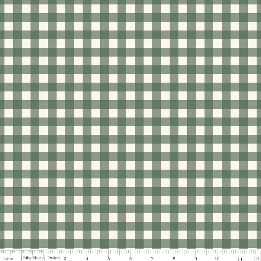Gingham Fields Gingham Forest Ydg by My Mind's Eye for C13357 FOREST  - PRICE PER 1/2 YARD