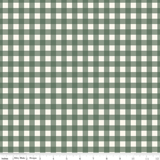Gingham Fields Gingham Forest Ydg by My Mind's Eye for C13357 FOREST  - PRICE PER 1/2 YARD