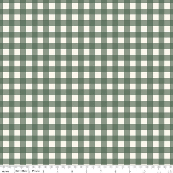 Gingham Fields Gingham Forest Ydg by My Mind's Eye for RBD 13357 FOREST  - PRICE PER 1/2 YARD