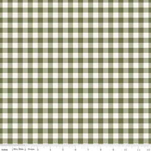 Gingham Fields Gingham Olive Ydg by My Mind's Eye for RBD 13357 OLIVE  - PRICE PER 1/2 YARD
