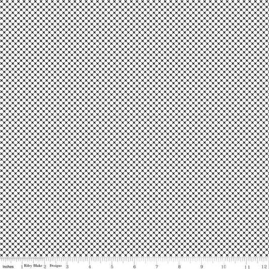 Kisses on White Color Black Yardage  for RBD-C220-BLACK- PRICE PER 1/2 YARD