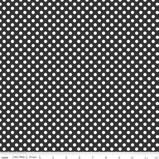 Small Dots Black Yardage by RBD for Riley Blake Designs C350-110 - PRICE PER 1/2 YARD