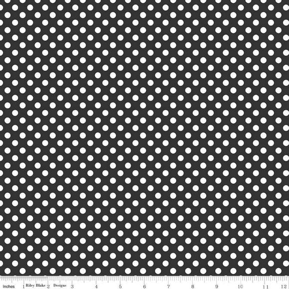 Small Dots Black Yardage by RBD for Riley Blake Designs C350-110 - PRICE PER 1/2 YARD