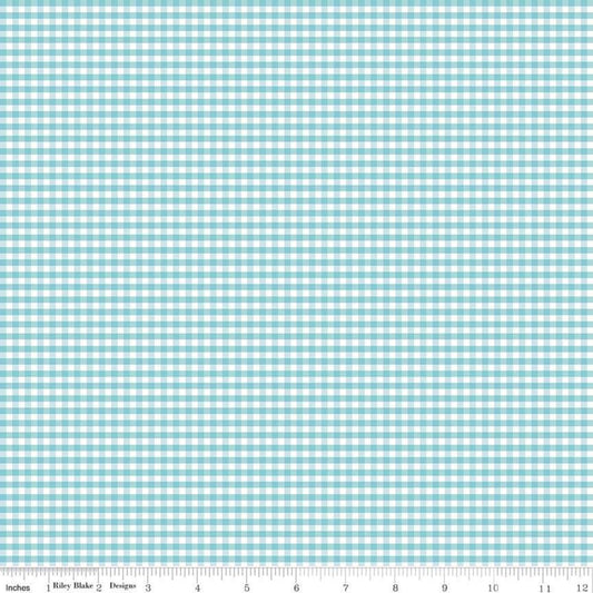 Gingham Aqua 1/8 inch Small Yardage by RBD C440-20 - PRICE PER 1/2 YARD
