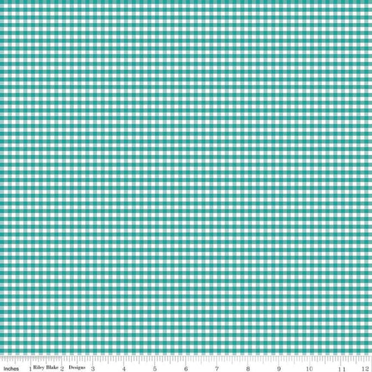 Gingham Teal 1/8 inch Small Yardage by RBD C440-26 - PRICE PER 1/2 YARD