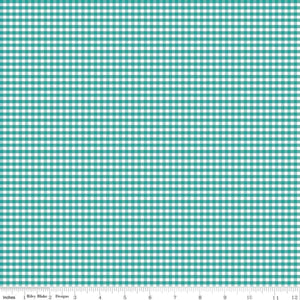Gingham Teal 1/8 inch Small Yardage by RBD C440-26 - PRICE PER 1/2 YARD