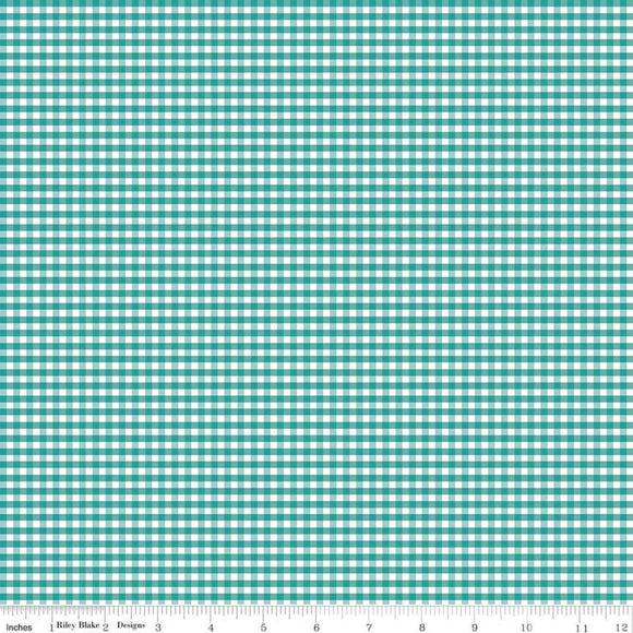 Gingham Teal 1/8 inch Small Yardage by RBD C440-26 - PRICE PER 1/2 YARD
