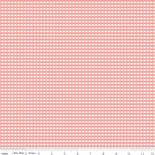 Small 1/8" Gingham Coral for Riley Blake Designs-C440-54 - PRICE PER 1/2 YARD