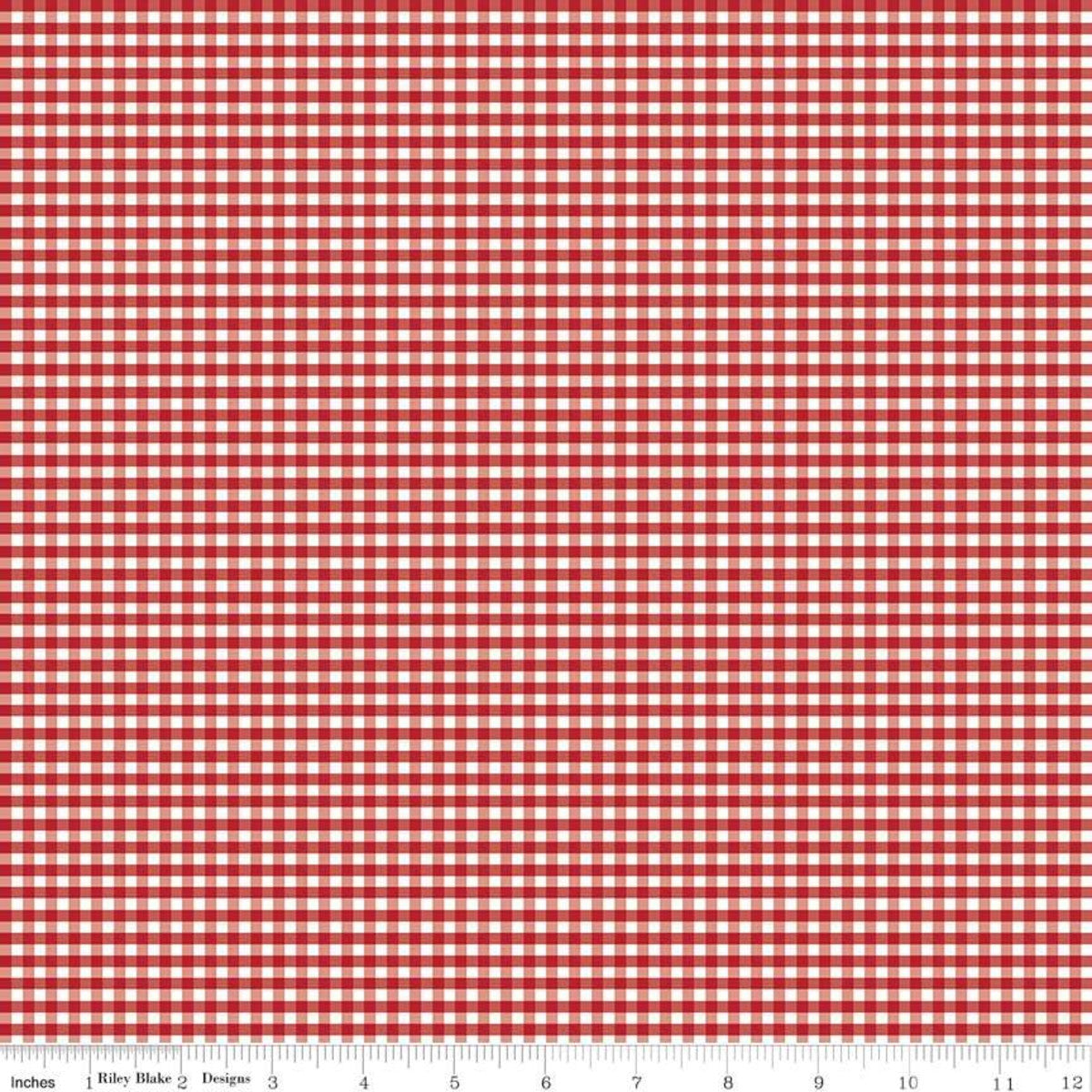 Small 1/8" Gingham Red for Riley Blake Designs-C440-80 - PRICE PER 1/2 YARD