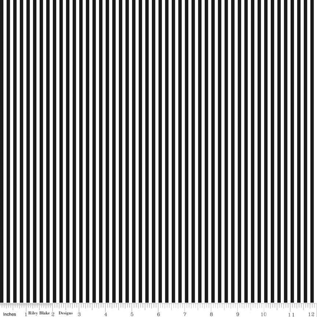 Stripe 1/8 inch Black Yardage by RBD for Riley Blake Designs C495-BLACK - PRICE PER 1/2 YARD