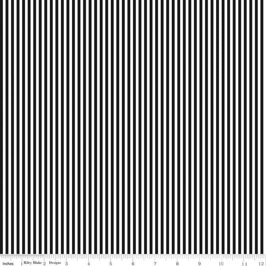 Stripe 1/8 inch Black Yardage by RBD for Riley Blake Designs C495-BLACK - PRICE PER 1/2 YARD