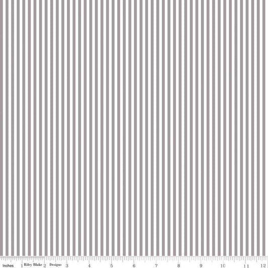Stripe 1/8 inch Gray Yardage by RBD for Riley Blake Designs C495-GRAY - PRICE PER 1/2 YARD