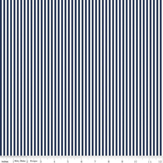 Stripe 1/8 inch Navy Yardage by RBD C495 NAVY - PRICE PER 1/2 YARD