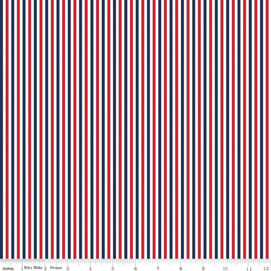 Stripe 1/8 inch Patriotic Yardage by RBD for Riley Blake Designs C495-PATRIOTIC - PRICE PER 1/2 YARD