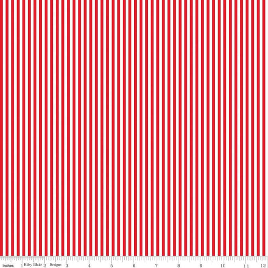 Stripe 1/8 inch Red Yardage by RBD for Riley Blake Designs C495-RED - PRICE PER 1/2 YARD
