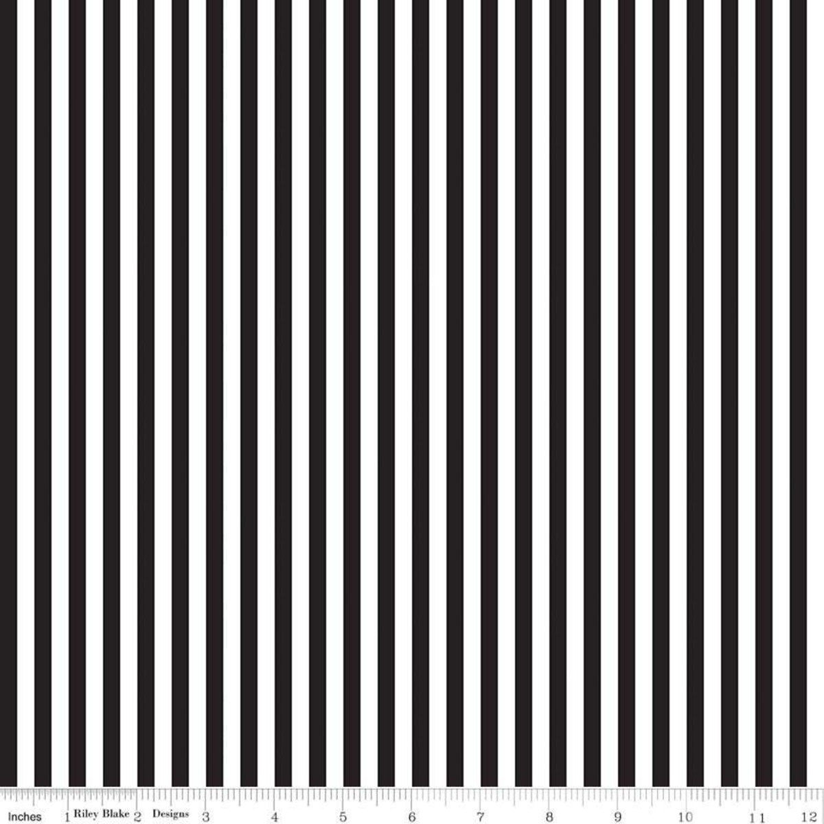 Stripe 1/4" Black Yardage by RBD for Riley Blake Designs C555- PRICE PER 1/2 YARD