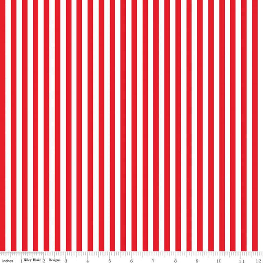 Stripe 1/4" Red Yardage by RBD  C555 RED - PRICE PER 1/2 YARD