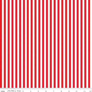 Stripe 1/4" Red Yardage by RBD  C555- PRICE PER 1/2 YARD
