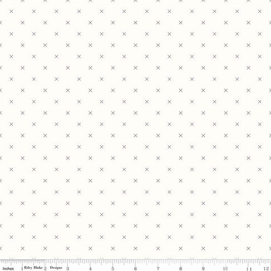 Backgrounds Cross Stitch Gray Yardage by Lori Holt for RBD-C6381 - PRICE PER 1/2 YARD