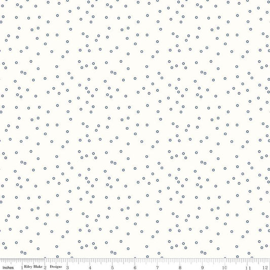 Bee Backgrounds Tiny Circle Blue Yardage by Lori Holt for RBD-C6384 BLUE - PRICE PER 1/2 YARD