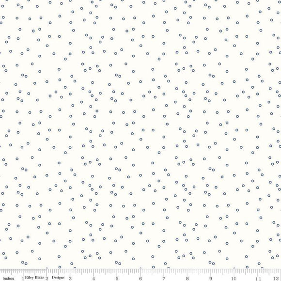 Bee Backgrounds Tiny Circle Blue Yardage by Lori Holt for RBD-C6384 BLUE - PRICE PER 1/2 YARD